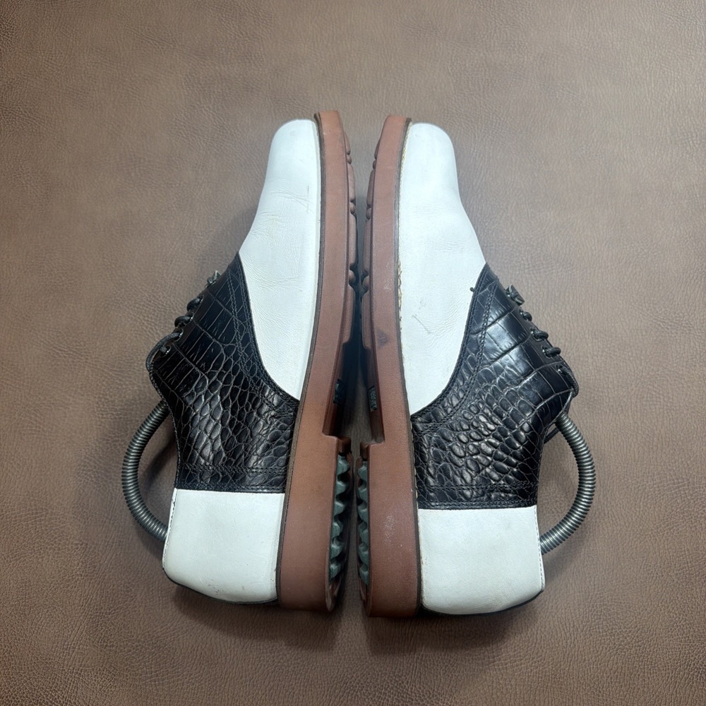 VTG 90's Polo Ralph Lauren CROC LEATHER Golf Shoes Mens Size 10.5 Made Portugal - Picture 5 of 14
